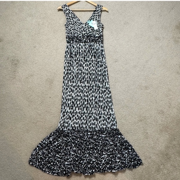 NWT Anthropologie Dress Plenty By Tracy Reece Maxi Black Print Marcia Stretch - Picture 9 of 16